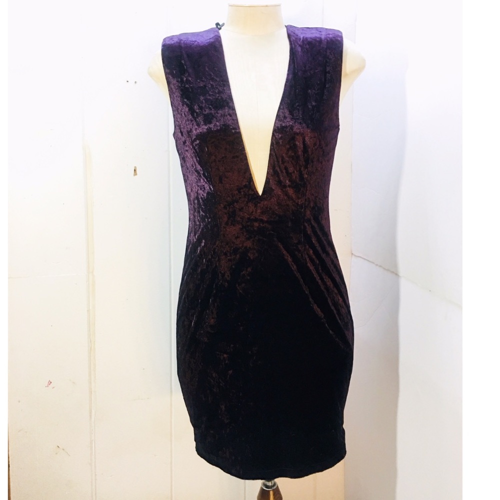**3/$30** Purple Velvet V-Neck Sleeveless Dress S
